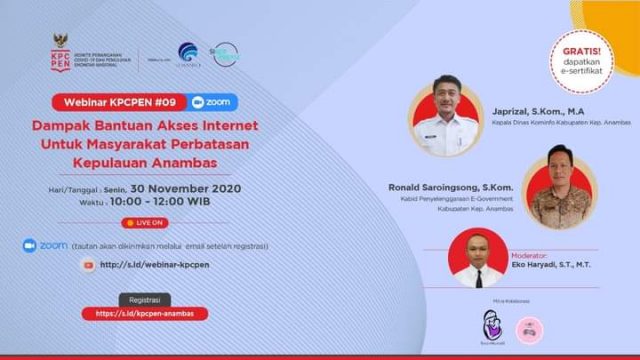 Webinar Seminar Daring“Dampak Bantuan Akses Internet Untuk Masyarakat Perbatasan Kepulauan Anambas