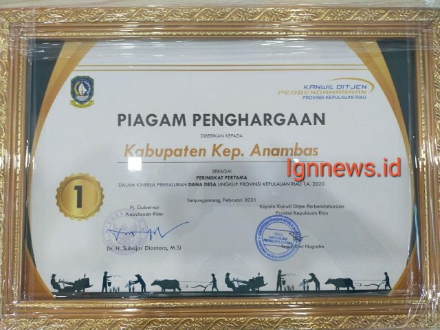 Dinsos P3APMD Anambas Raih Penghargaan Penyaluran DD
