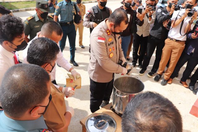 Rilis Pemusnahan Barang Bukti Narkotika Jenis Kokain Oleh Polres Anambas