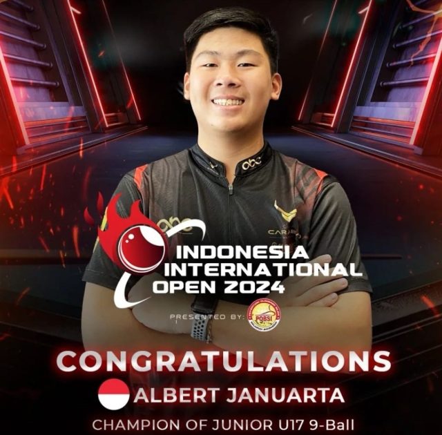 Albert Januarta Pebiliar Muda Asal Kepri, Juarai Turnamen Biliar Indonesia Internasional Open 2024