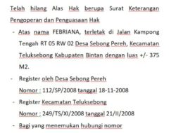 Berita Kehilangan