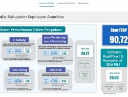 Raih Skor 90,72, Tata Kelola Pengadaan Anambas Sabet Predikat “Sangat Baik” dari LKPP