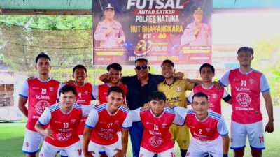 Satlantas Optimis Raih Kemenangan Pada Final Pertandingan Futsal Peringatan HUT Bhayangkara ke 80 Natuna