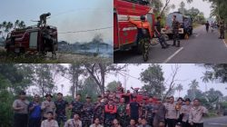 Kolaborasi antara Instansi, Berhasil Padamkan Kebakaran Lahan Kosong Seluas 15 hektare Di Cemaga