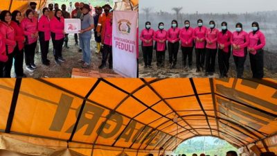 Gerak Cepat Bhayangkari perduli Berikan langsung Bantuan Kepada Petugas Karhutla di Posko Batubi