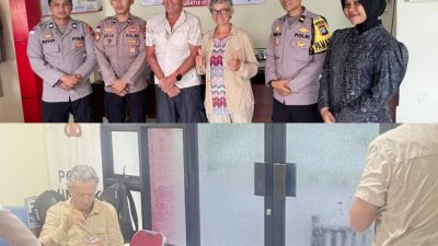 Aksi Humanis Anggota Polres Natuna Bantu WNA Ketika Terjebak Hujan Lebat Disertai Petir