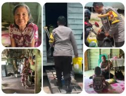 Kapolres Natuna Salurkan Bantuan Tongkat dan Sembako Kepada Warga